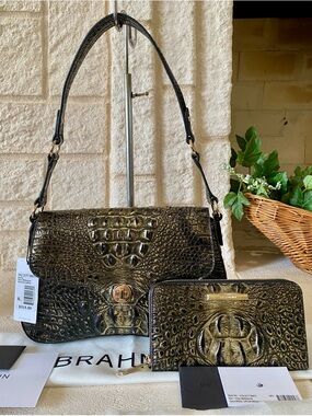 ($490) WOW!🌳ONYX MELBOURNE NERIDA Brahmin Shoulder Bag+SURI Wallet